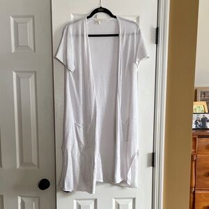 Eileen Fisher White Open-Front Linen Cardigan